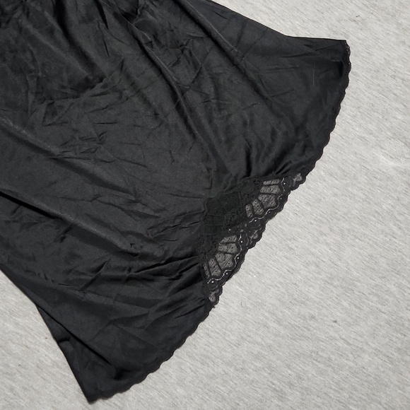 Vintage Vanity Fair Lingerie Slip Lacey Satin Silk Black Chemise Nightgown Dress - Picture 13 of 13